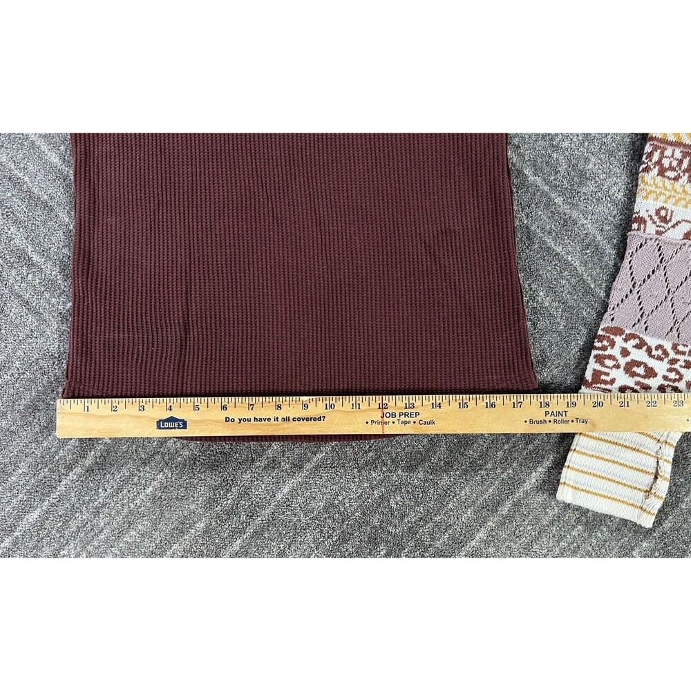 Free People We The Free All In Cuff Top In Chocolate Combo Thermal NWT Large - Picture 3 of 13